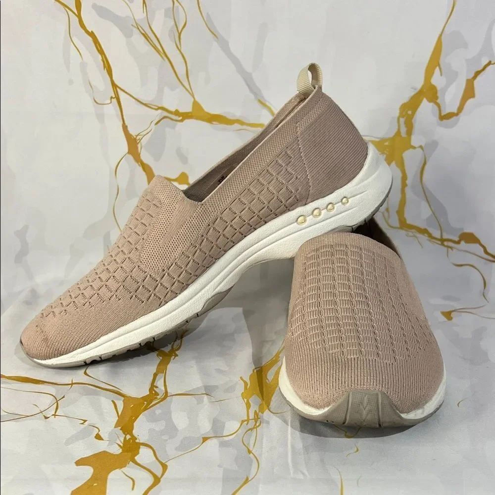 * Easy Spirit Beige Woven Slip-On Sneakers